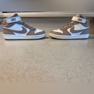 Nike Kids High-Top Sneakers in White and Brown size 12C